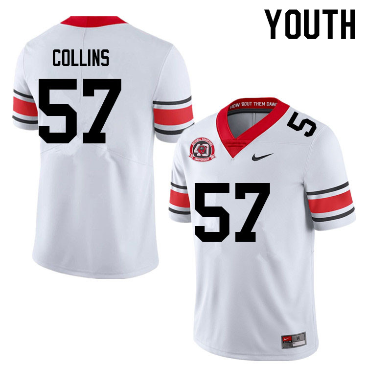 Youth #57 Luke Collins Georgia Bulldogs College Football Jerseys Sale-40th Anniversary - Click Image to Close